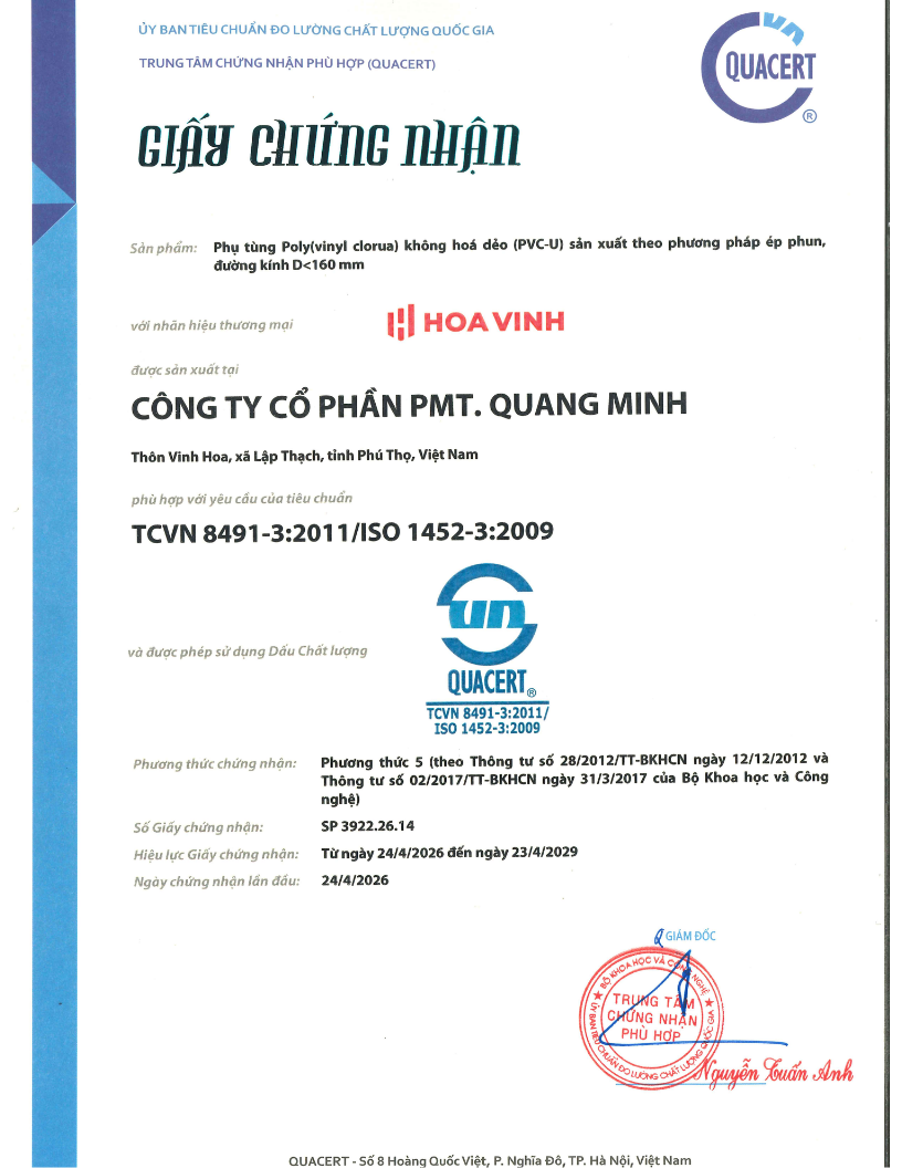 Hợp chuẩn - TCVN 8491-3:2011 / ISO 1452-3:2009