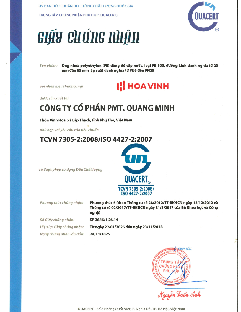 Hợp chuẩn - TCVN 7305-2:2008/ISO 4427-2:2007