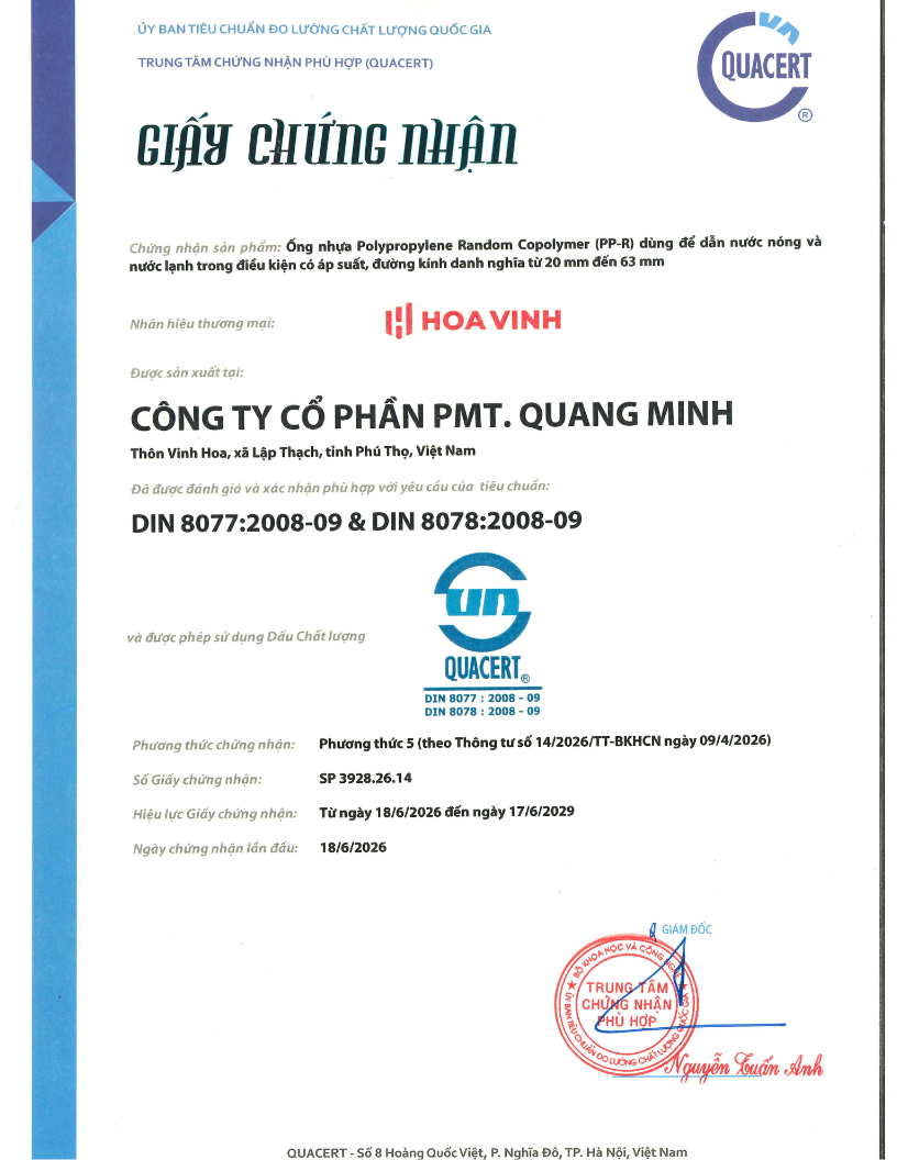 Hợp chuẩn - DIN 8077:2008-09 & DIN 8078:2008-09